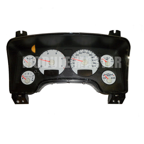 Dodge Ram 2500 Instrument Cluster with gauges that have white backgrounds and two small LCD screens.