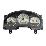 Ford F150, F250, F350 instrument cluster with gauges that have white backgrounds and a small screen below the speedometer.