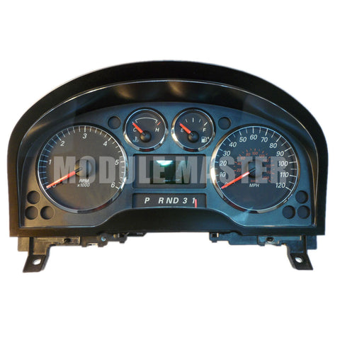 Ford Freestar instrument cluster with four gauges and a small screen in the middle of the cluster.