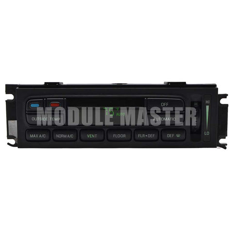 Ford and Mercury Electronic Automatic Temperature Control with one knob and various buttons. LCD screen is on and displaying the temperature.