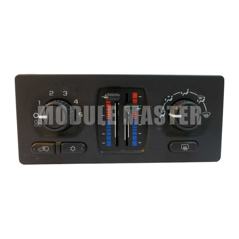 Cadillac, Chevrolet, GMC Climate Controls with three buttons and various knobs.