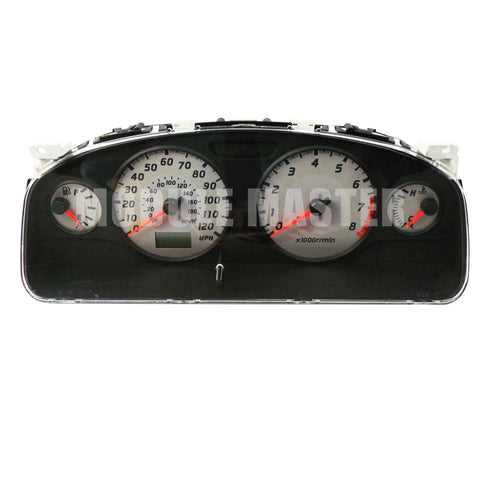 Nissan Maxima Instrument Cluster with four gauges that have white backgrounds. A small screen is located under the speedometer.